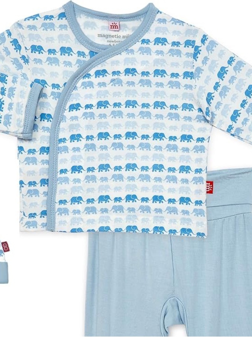 Magnetic Me Blue and White Elephant Wrap Pajama Top
